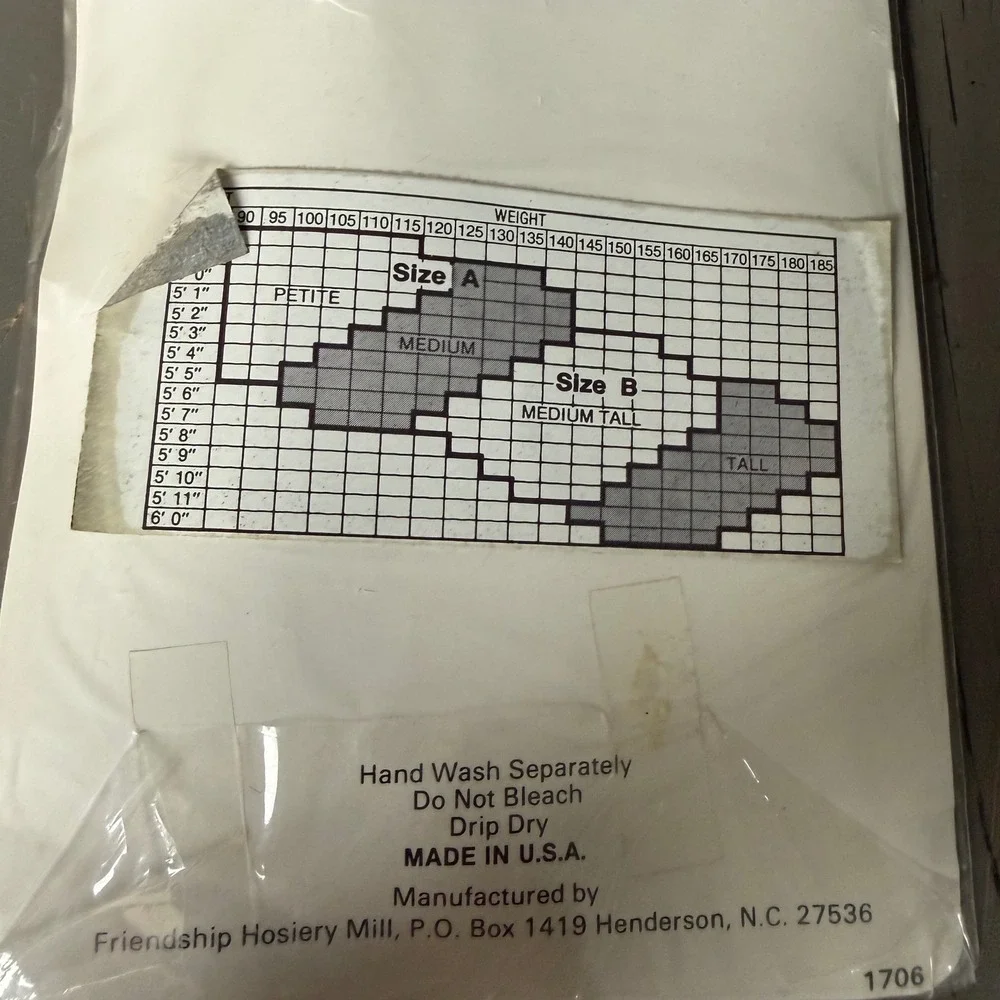 Vintage Brandy Wine Opaque Pantyhose Size B NOS Made In USA Deadstock